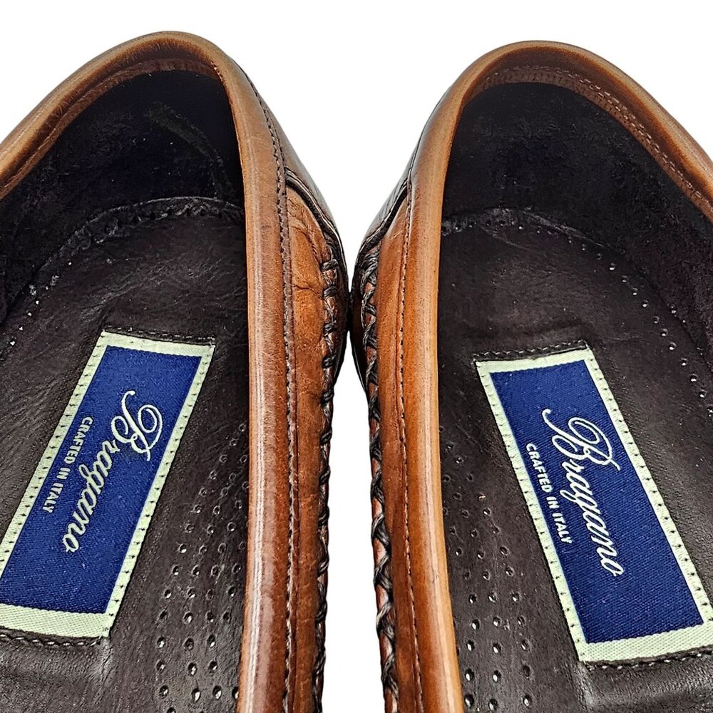 NEW Vintage Bragano Cole Haan Men's 7.5M Brown Leather Dress Shoes Italy Loafers - Picture 15 of 16